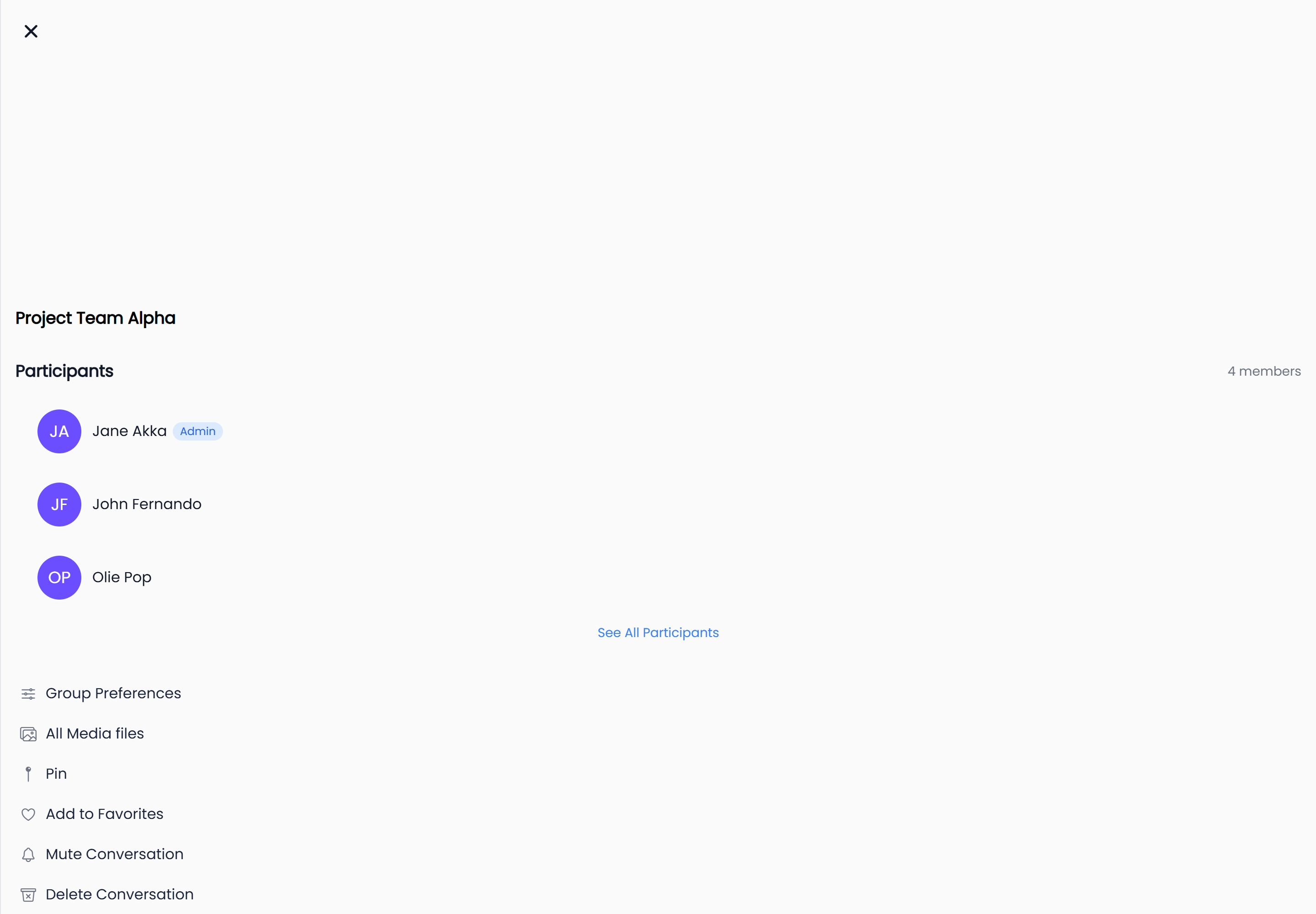 Conversation info at a desktop viewport